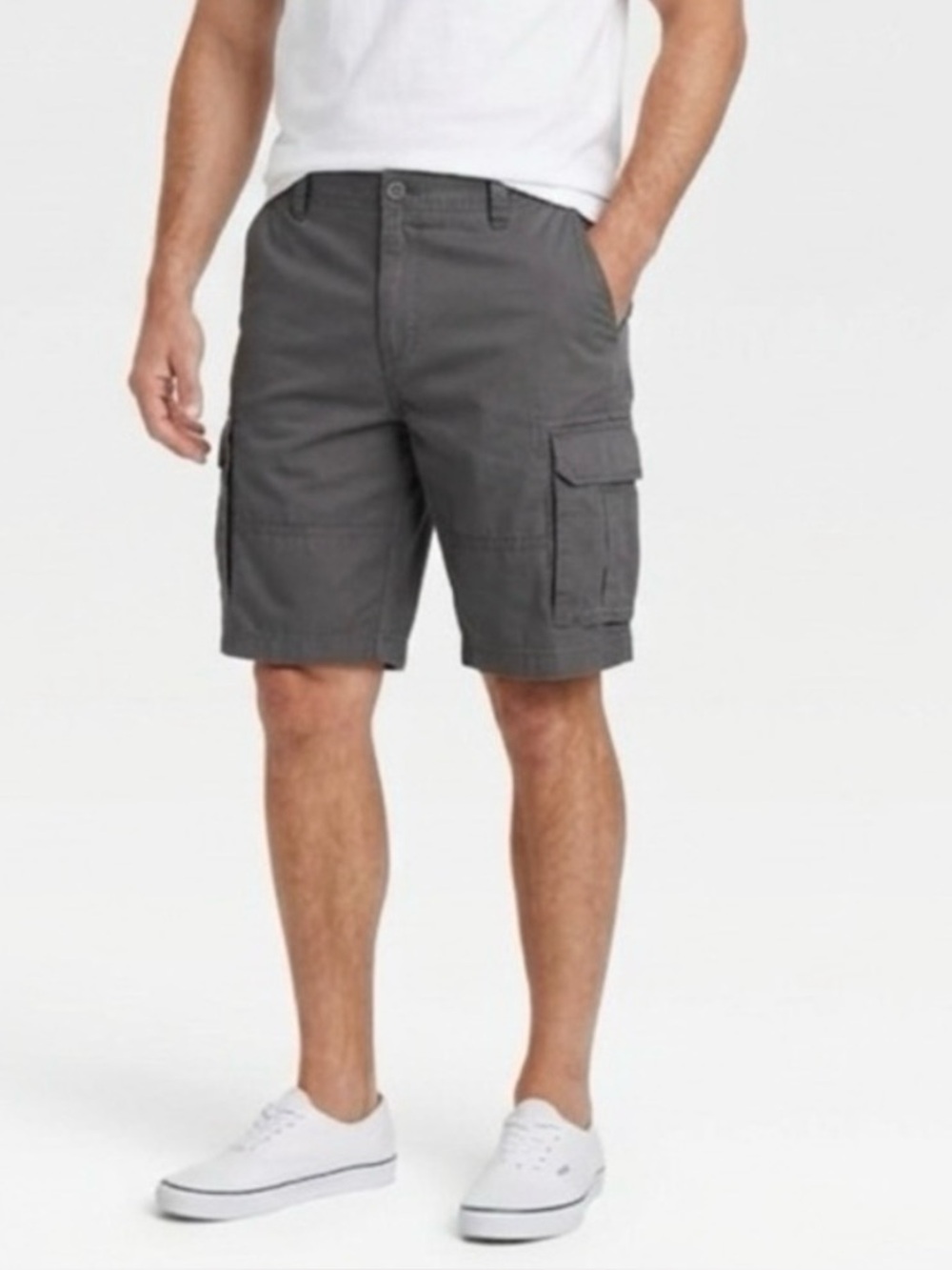 Men's Dark Gray Cargo Shorts with Utility Pockets Waist 40